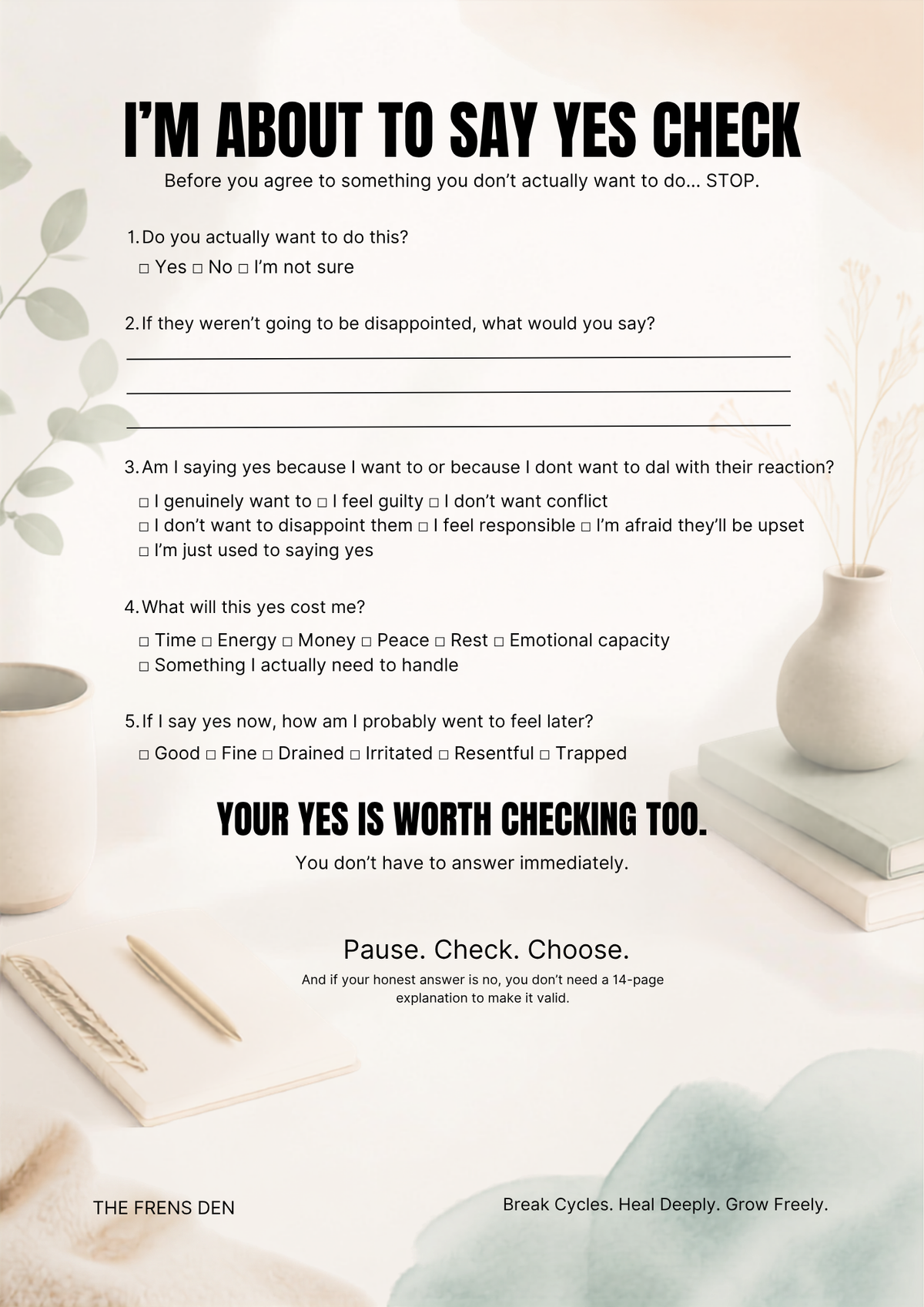 Do I Say Yes Checklist