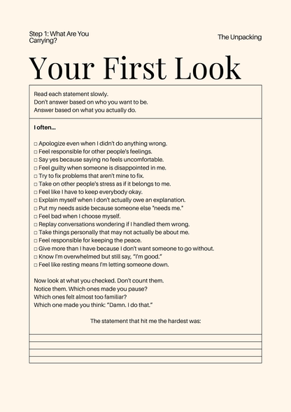 The Unpacking: Not Everything Is Yours to Carry Guided Workbook